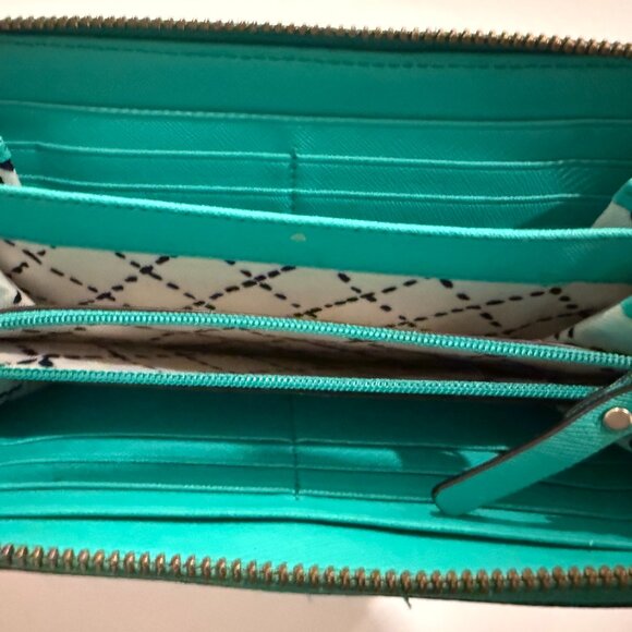Kate Spade New York Zip Around Continental Wallet Green/Turquoise - Picture 7 of 10